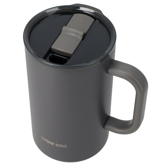 ジョッキにも使える蓋付きセラミックコートマグ580ml(ダークグレー) 3枚目画像