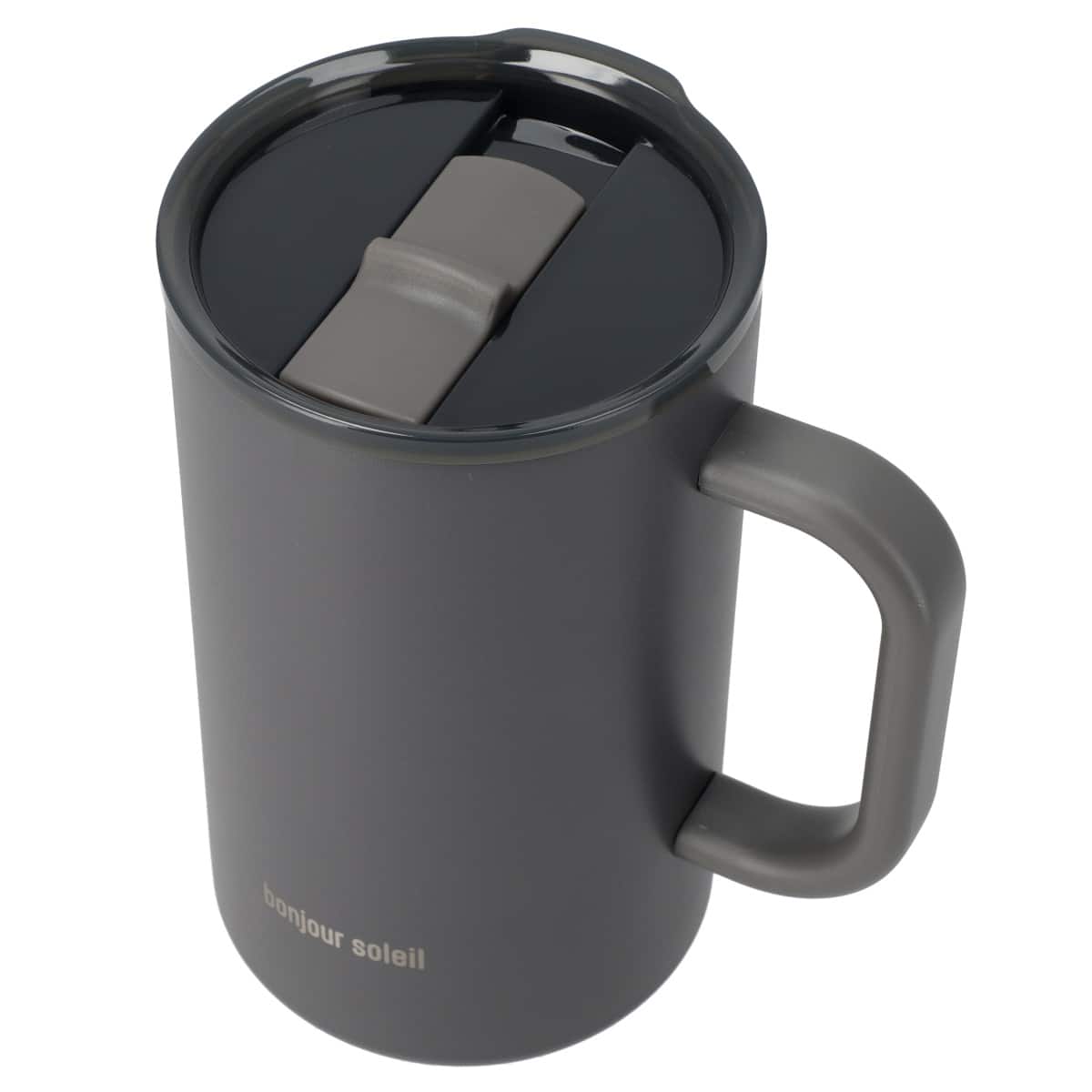 ジョッキにも使える蓋付きセラミックコートマグ580ml(ダークグレー