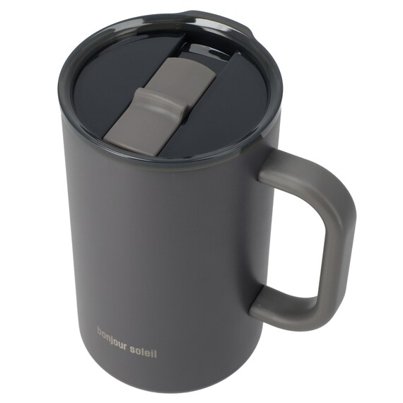 ジョッキにも使える蓋付きセラミックコートマグ580ml(ダークグレー) 4枚目画像