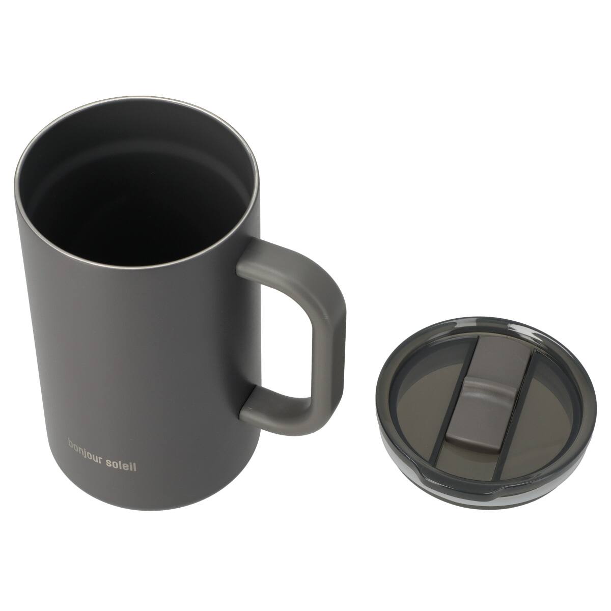 ジョッキにも使える蓋付きセラミックコートマグ580ml(ダークグレー