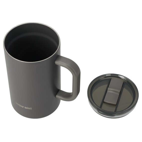 ジョッキにも使える蓋付きセラミックコートマグ580ml(ダークグレー) 6枚目画像