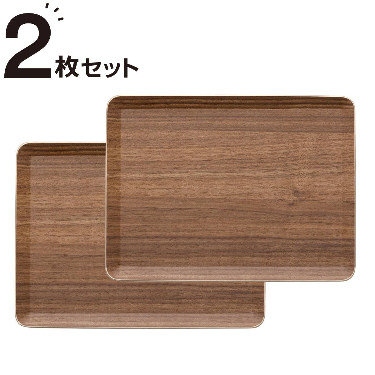 水洗い・食洗機OK】すべりにくい 木製トレー Lサイズ 4枚セット (FM01