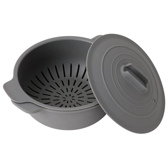 レンジ・オーブン 蒸し料理もできる 1台5役シリコーン 土鍋風ポット ザル付き (食洗機対応) 1枚目画像