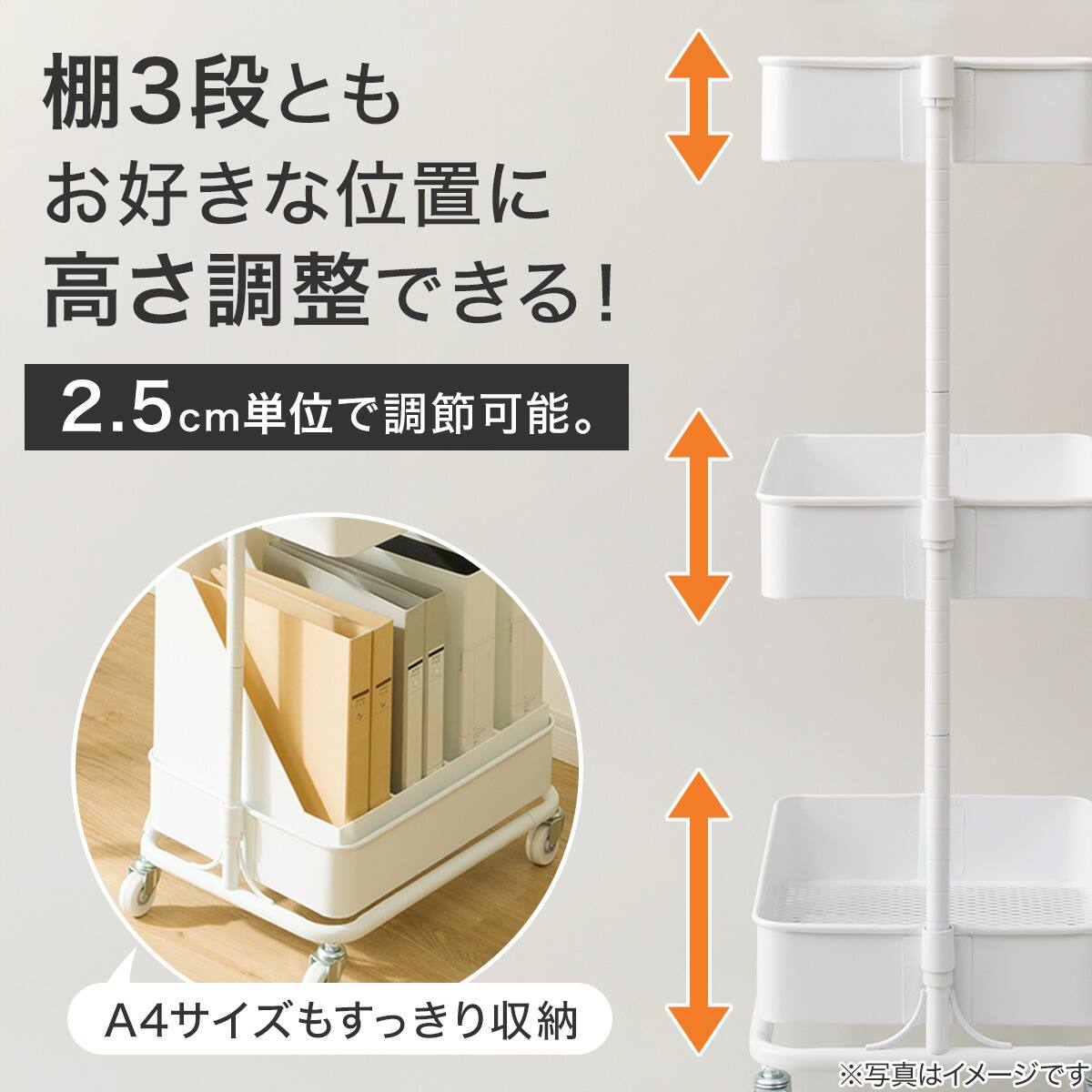 キッチン収納】スチールワゴントロリレギュラー 小物入れ2点セット