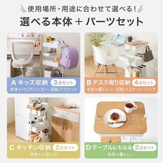 キッチン収納】スチールワゴントロリレギュラー 小物入れ2点セット 