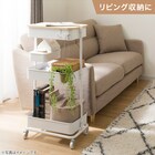 【デスク周り収納】スチールワゴントロリレギュラー 蓋トレー付き4点セットWH 4枚目画像