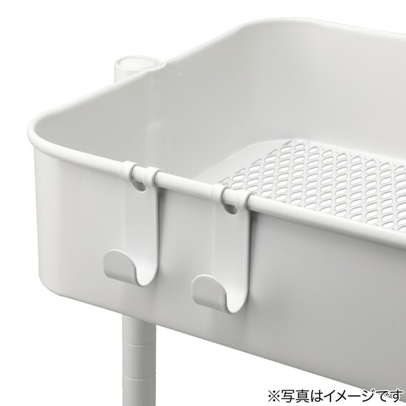 【デスク周り収納】スチールワゴントロリレギュラー 蓋トレー付き4点セットWH 18枚目画像