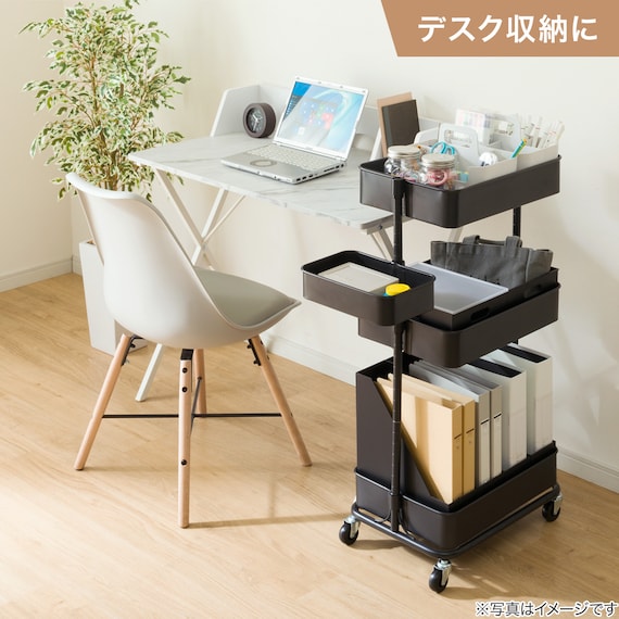 移動に便利なスチールワゴントロリレギュラー ハコブNインボックス 4点セット BK 4枚目画像