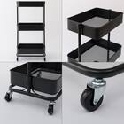 【ランドリー収納】回転バスケット付き トロリレギュラー3点セット ブラック 5枚目画像