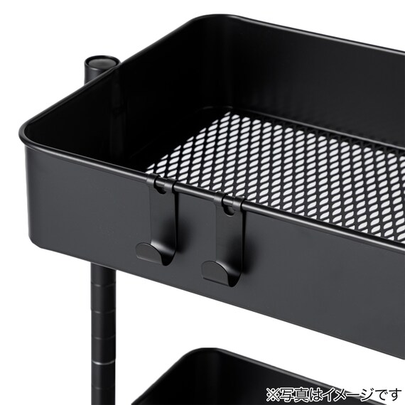 【ランドリー収納】回転バスケット付き トロリレギュラー3点セット ブラック 11枚目画像