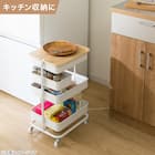 【ぴったり収納】スチールワゴントロリコンパクト 蓋トレー・伸縮整理トレー付き4点セット WH 5枚目画像