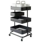 移動に便利なスチールワゴントロリコンパクト ハコブNインボックス 4点セット BK 1枚目画像