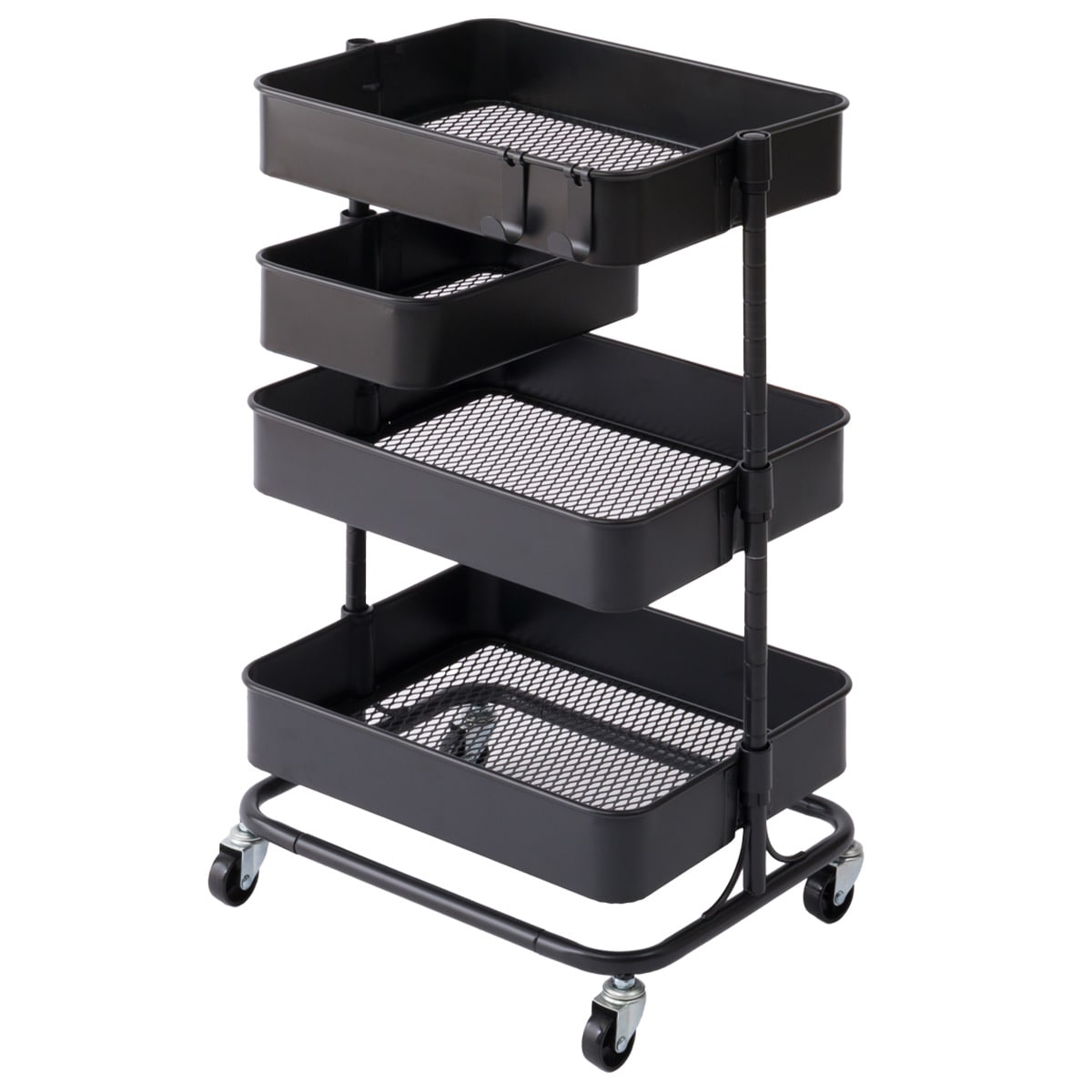 ★エリア内送料無料　使用頻度極小　ニトリ　人気のブラック3点セット★ ランドリー収納】回転バスケット付き トロリコンパクト3点セット