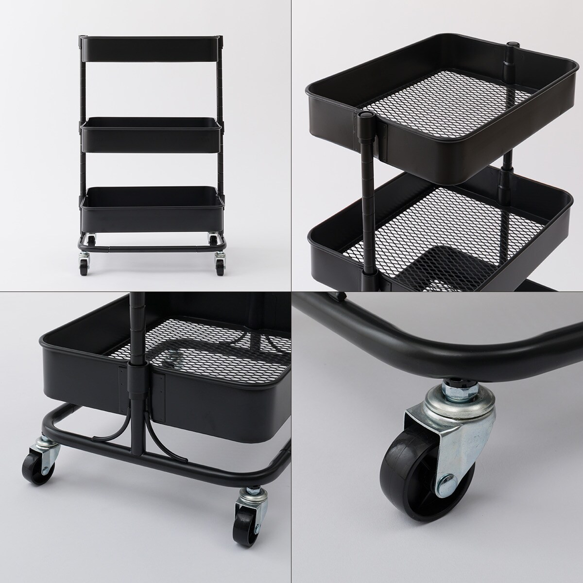 ランドリー収納】回転バスケット付き トロリコンパクト3点セット