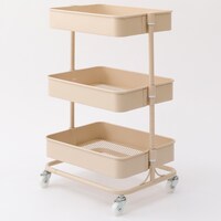 高さ調節ができるスチールワゴン トロリ4 コンパクト (ベージュ)