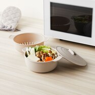 シリコーンレンジ鍋 ザル付き(モカ)