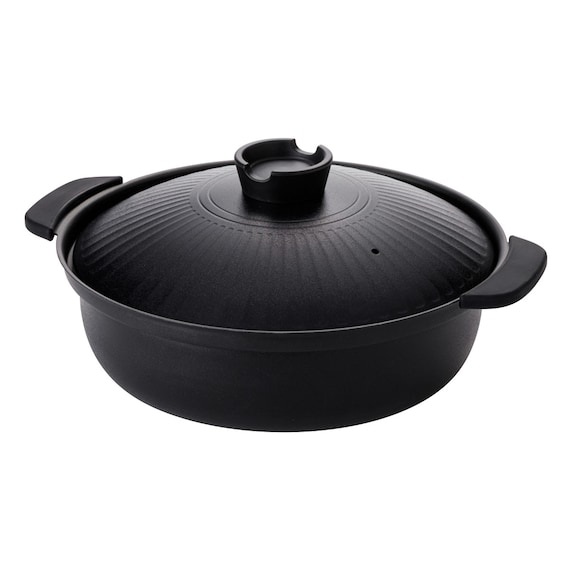 IH・ガス火 軽量土鍋風卓上鍋 27cm ブラック (KY040) 12枚目画像