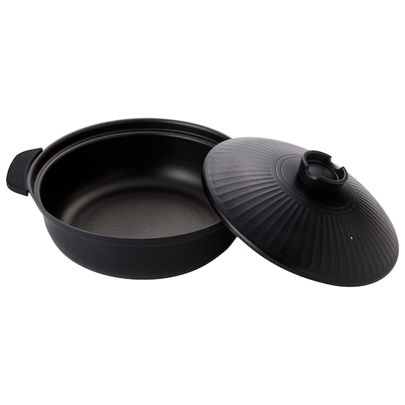 IH・ガス火 軽量土鍋風卓上鍋 27cm ブラック (KY040) 13枚目画像