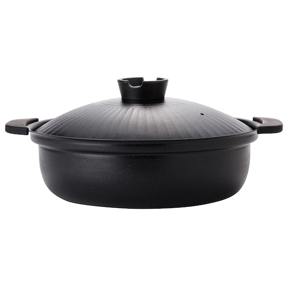 IH・ガス火 軽量土鍋風卓上鍋 27cm ブラック (KY040) 14枚目画像