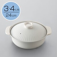 IH・ガス火 軽量土鍋風卓上鍋 24cm アイボリー (KY041)