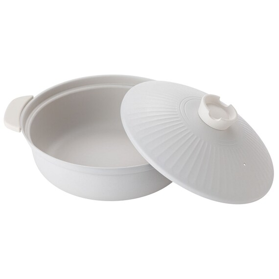 IH・ガス火 軽量土鍋風卓上鍋 27cm アイボリー (KY041) 15枚目画像