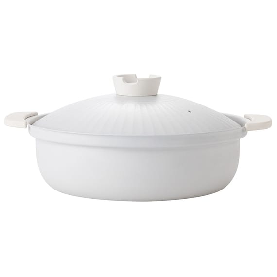 IH・ガス火 軽量土鍋風卓上鍋 27cm アイボリー (KY041) 16枚目画像