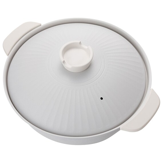 IH・ガス火 軽量土鍋風卓上鍋 27cm アイボリー (KY041) 17枚目画像