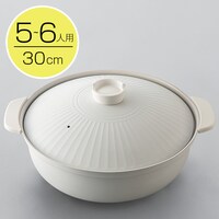 IH・ガス火 軽量土鍋風卓上鍋 30cm アイボリー (KY041)