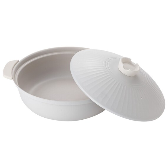 IH・ガス火 軽量土鍋風卓上鍋 30cm アイボリー (KY041) 15枚目画像