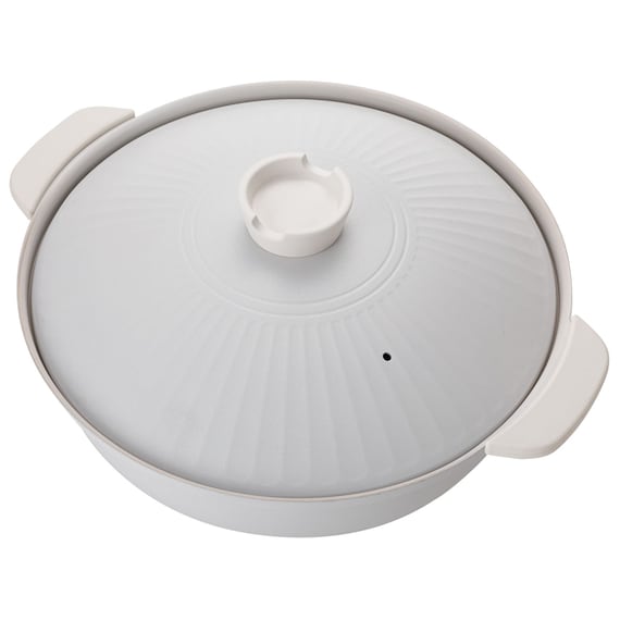 IH・ガス火 軽量土鍋風卓上鍋 30cm アイボリー (KY041) 17枚目画像