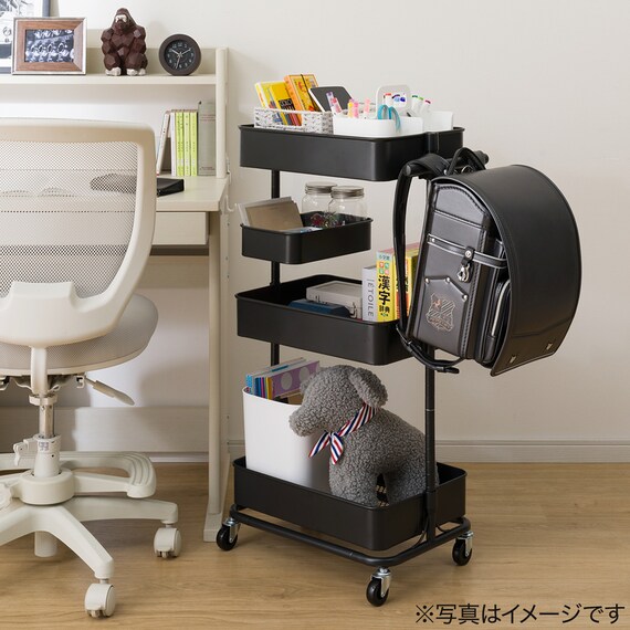 スチールワゴン トロリ用 バッグハンガー(ブラック) 3枚目画像