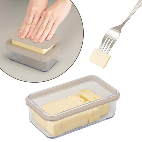 密閉式カットできるバターケース(モカ JC839) 1枚目画像
