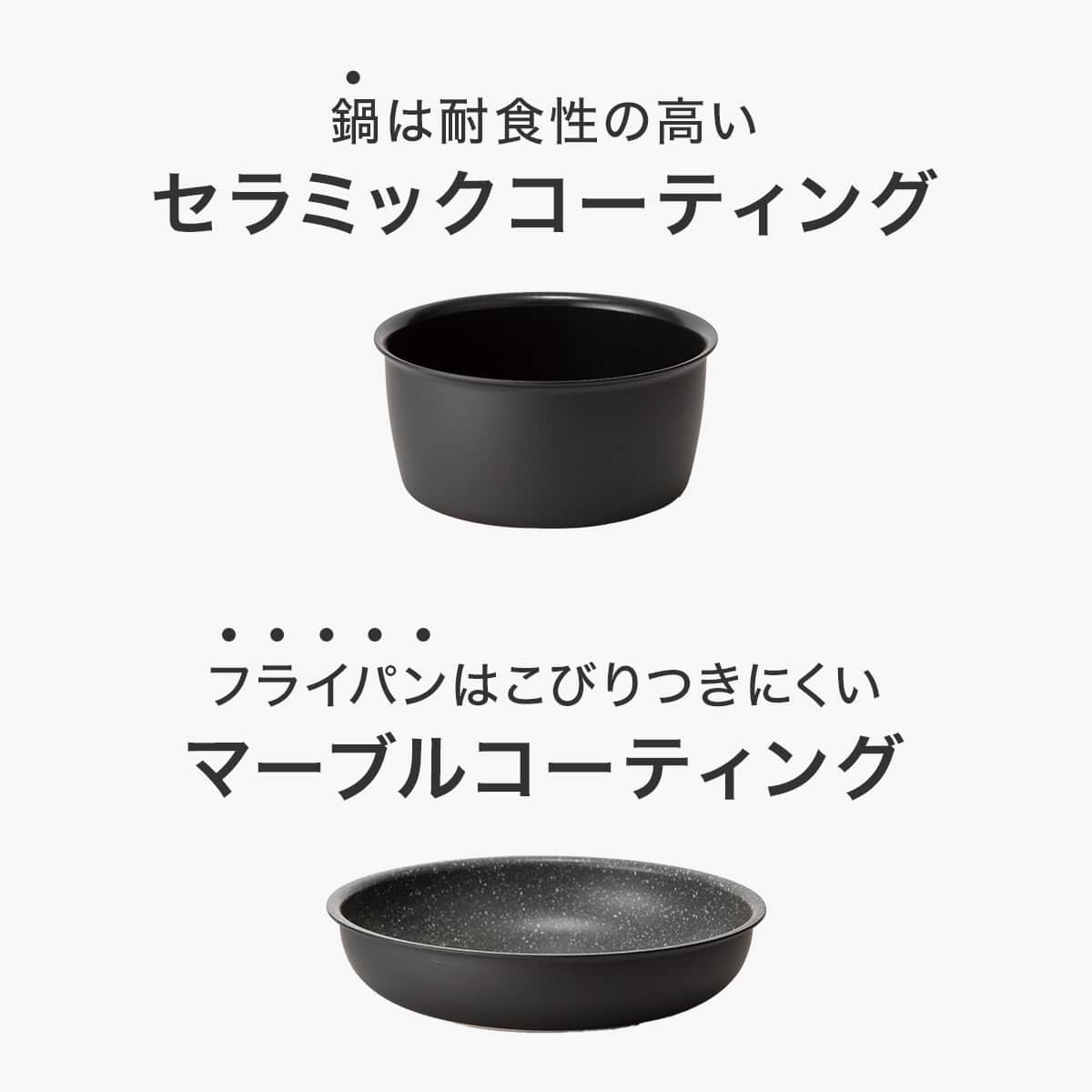 取っ手がとれる】超軽量扱いやすい鍋・フライパン5点セット(TORERU3