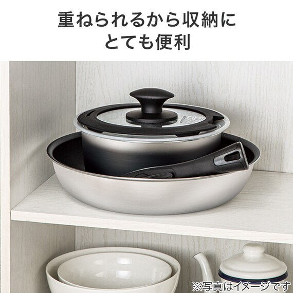 【取っ手がとれる】超軽量汚れがつきにくい深型フライパン 26cm (TORERU3 ベージュ) 7枚目画像