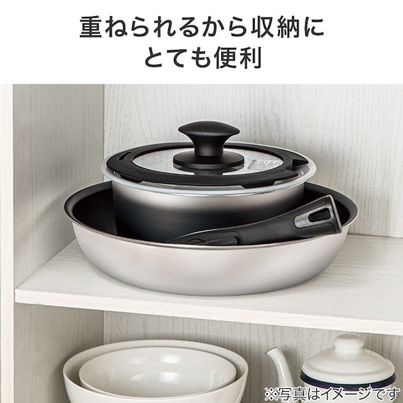 【フライパン・鍋3点セット】取っ手がとれる超軽量収納しやすいフライパンセット(BE) 11枚目画像