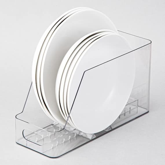 お皿を立てて収納できるディッシュスタンド 高さ14cm クリア (Nブラン) 1枚目画像