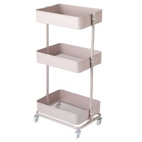 高さ調整ができるスチールワゴン モカ(DHトロリ4 モカ)