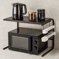 伸縮レンジラック ラップホルダー付き 46～64cm(ブラック)