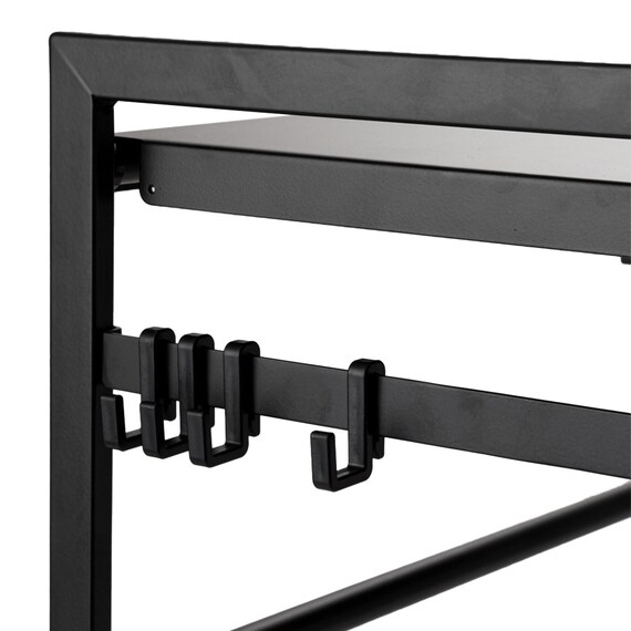 伸縮レンジラック ラップホルダー・フック付き 50~75cm(ブラック) 7枚目画像