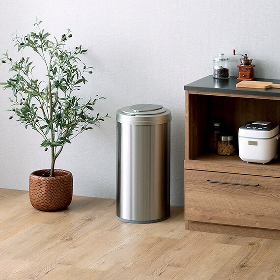 円形自動開閉ゴミ箱 49L (ステンレス製) 3枚目画像