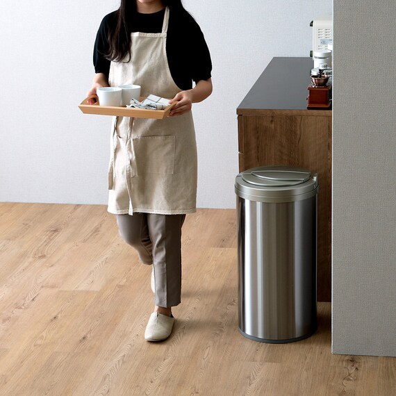 円形自動開閉ゴミ箱 49L (ステンレス製) 9枚目画像