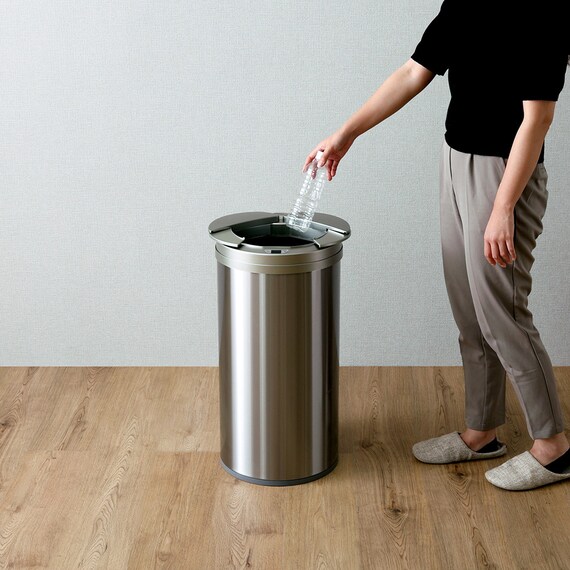 円形自動開閉ゴミ箱 49L (ステンレス製) 10枚目画像