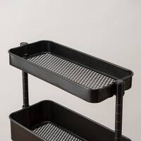 スチールワゴントロリ3スリム用 バスケットハーフ (ブラック)