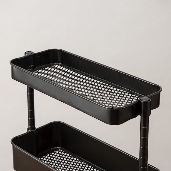 スチールワゴントロリ3スリム用 バスケットハーフ (ブラック) 1枚目画像