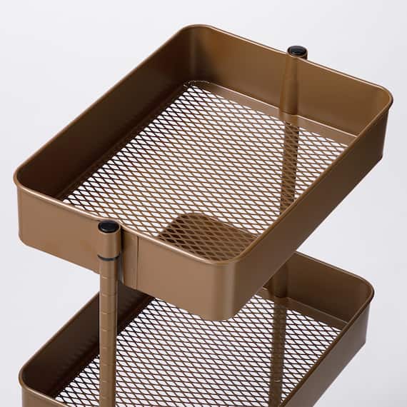 【ネット特別色】3段とも高さ調節ができるキッチンワゴン レギュラー (ダークブラウン)【スチールワゴン トロリ4】 12枚目画像