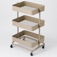 3段とも高さ調節ができるキッチンワゴン コンパクト (モカ)【スチールワゴン トロリ4】