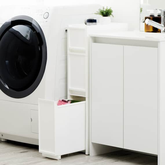 【幅18cm 3段】スリムストッカー 引き出しマルチ分割タイプ(N01)WH 1枚目画像