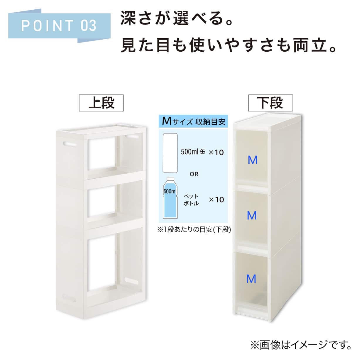 幅18cm ハイタイプ】積み重ねるスリムストッカー 引き出し均等分割