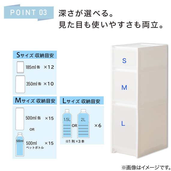 【幅27cm 3段】スリムストッカー 引き出しマルチ分割タイプ(N01)CL 7枚目画像