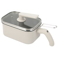 IH・ガス火 ストレーナー付き1台7役 角型マルチポット(モカ 20x13cm)